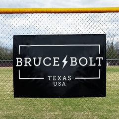 "BRUCE BOLT" Fence Banner (4' X 6') - Black