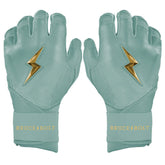 King of JUCO Creator Series Long Cuff Batting Gloves - Mint/Gold