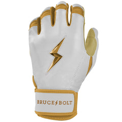 Gold Series Short Cuff Batting Gloves - White/Gold