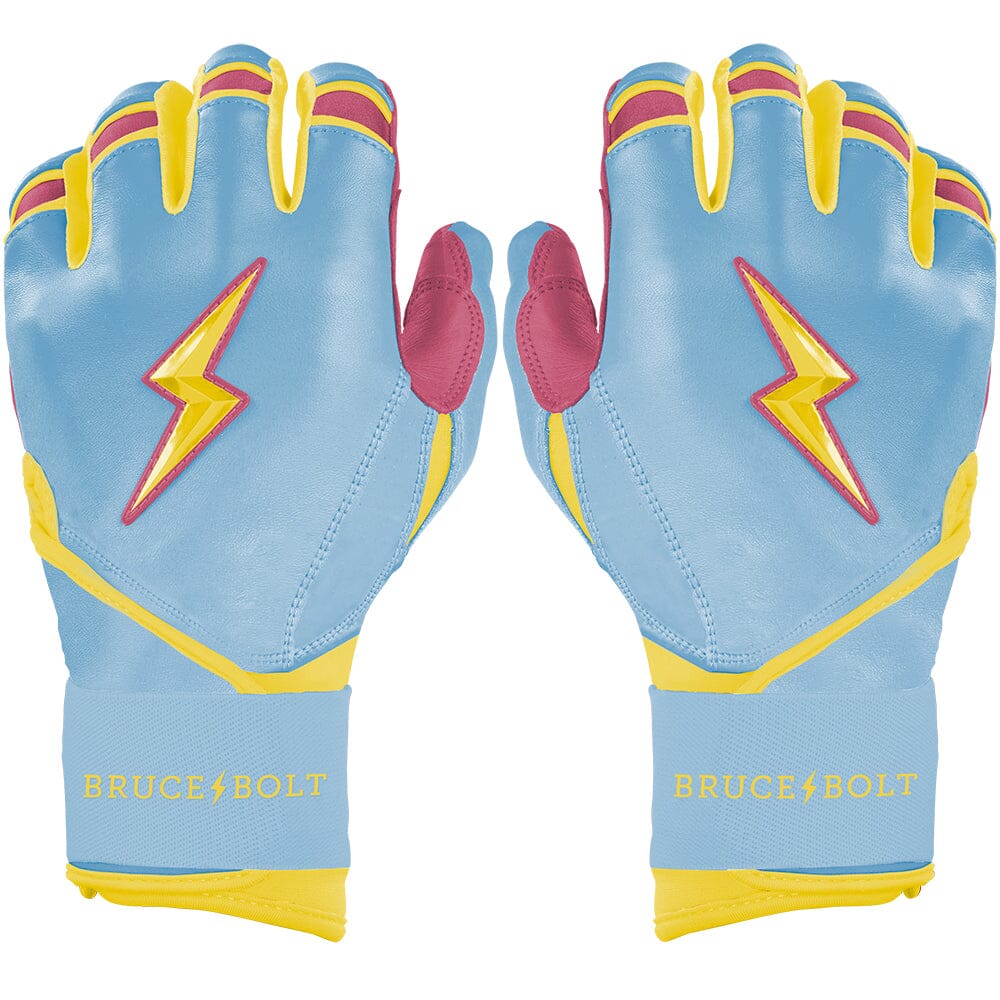 Coach RAC Creator Series Long Cuff Batting Gloves - Baby Blue/Yellow