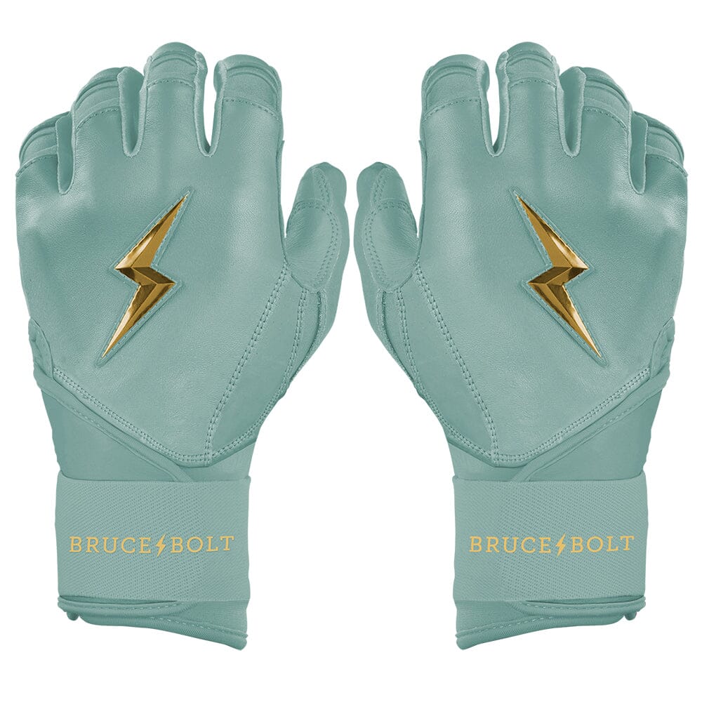 King of JUCO Creator Series Long Cuff Batting Gloves - Mint/Gold