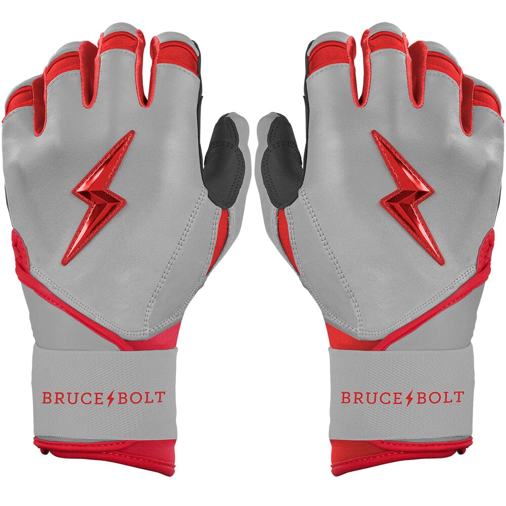 Grey Series Long Cuff Batting Gloves - Red