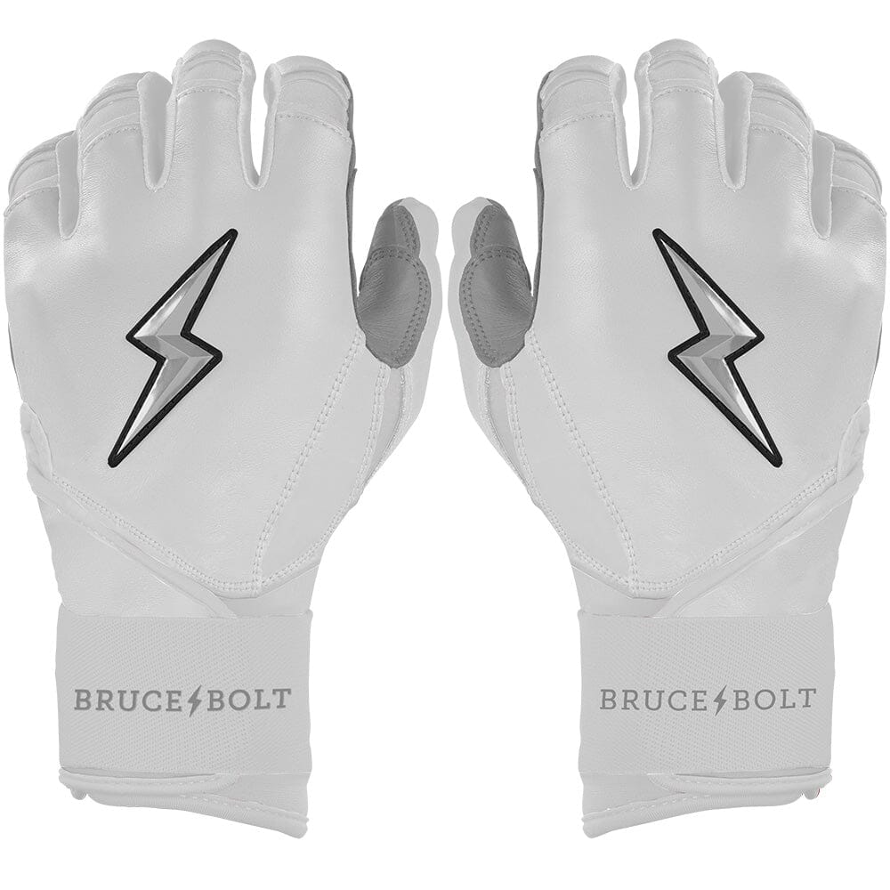 Chrome Series Long Cuff Batting Gloves - White