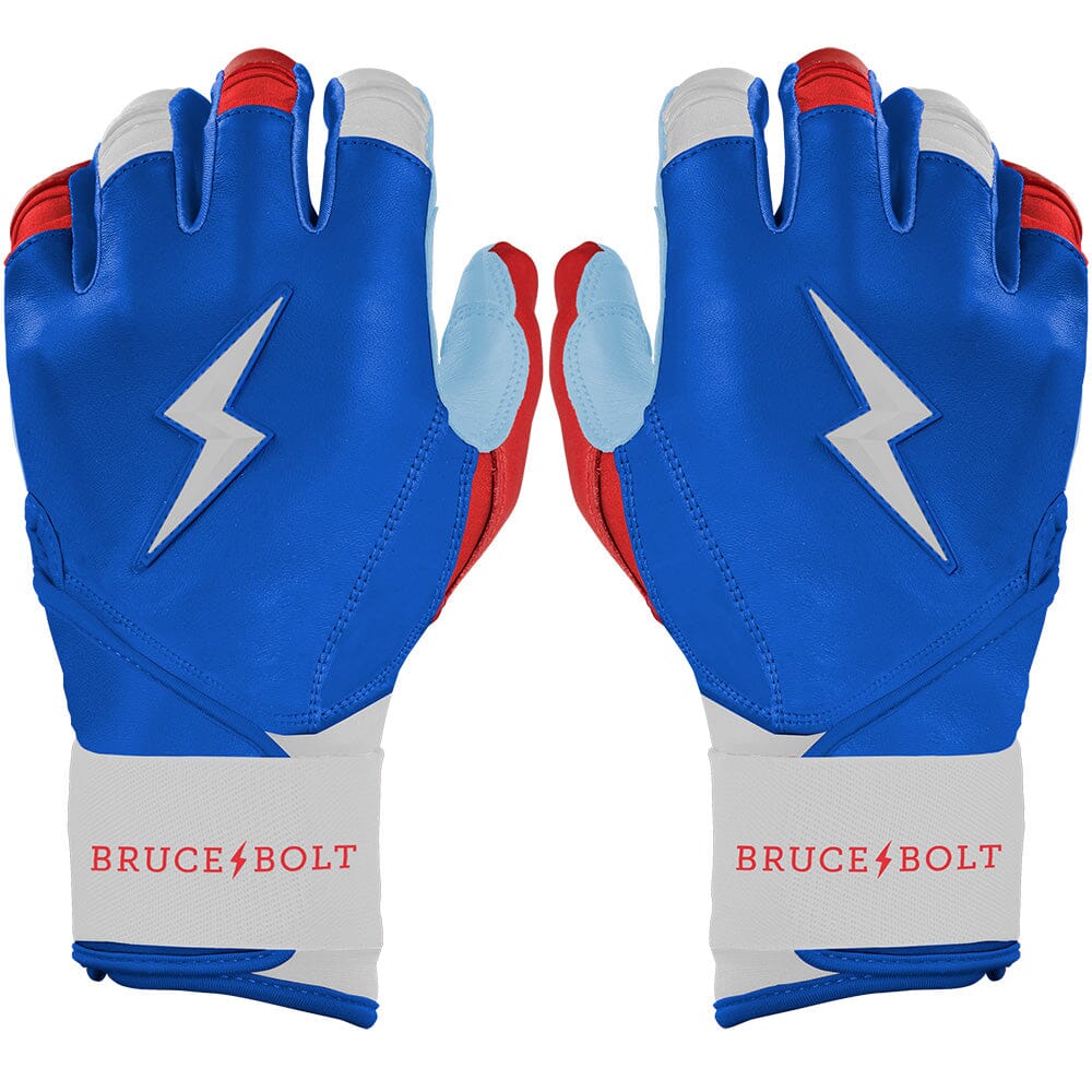 Bear Series Long Cuff Batting Gloves - Red, White & Blue