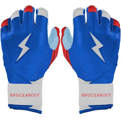 Bear Series Long Cuff Batting Gloves - Red, White & Blue