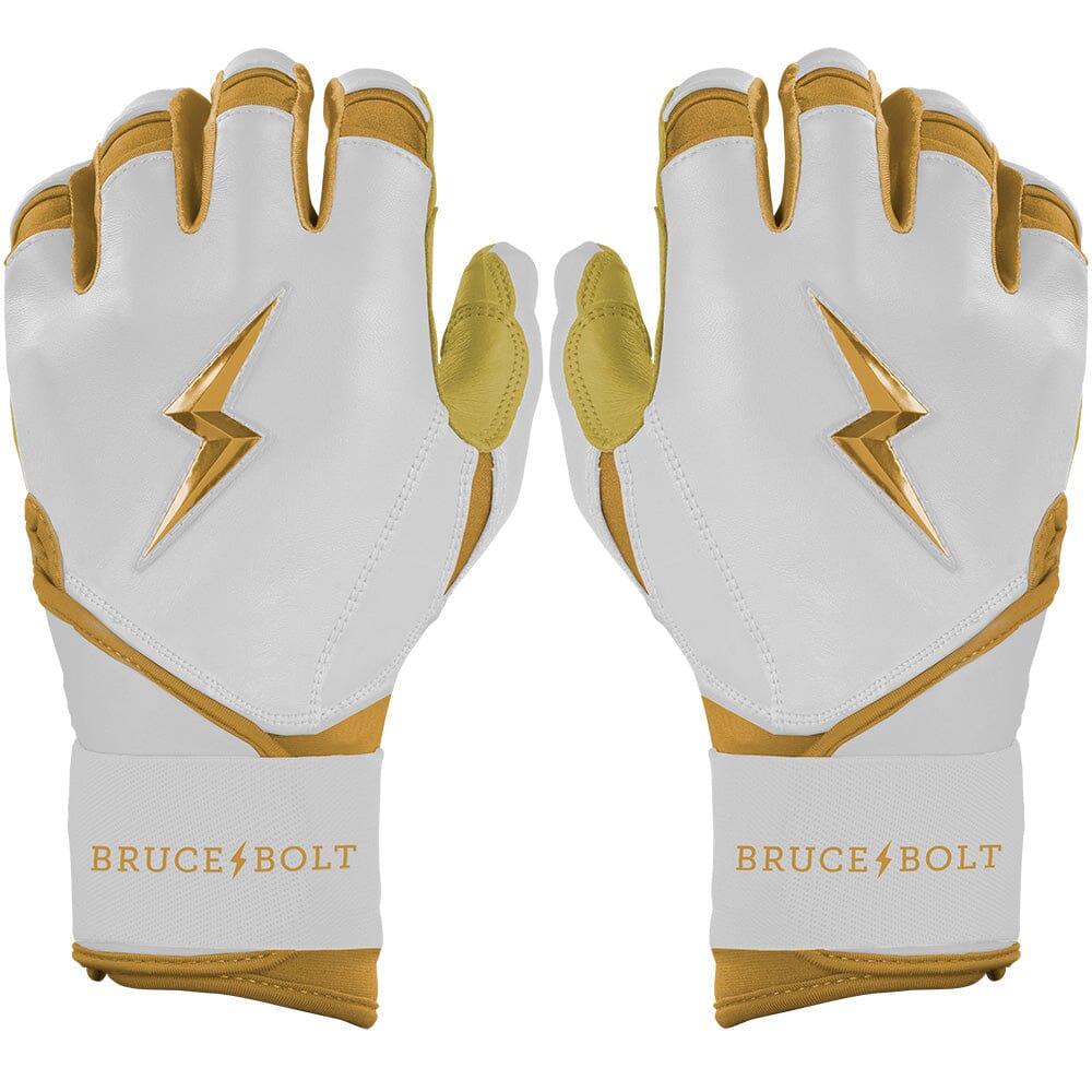 Gold Series Long Cuff Batting Gloves - White/Gold